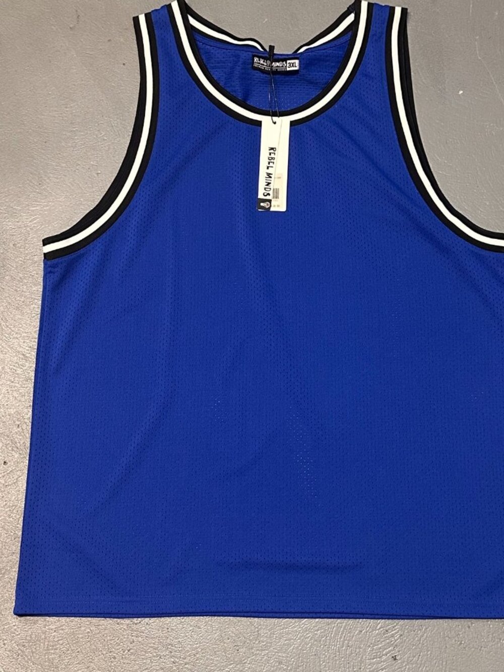 Rebel Minds Basketball Jersey Mens 3XL Blue Mesh Blank Sleeveless New